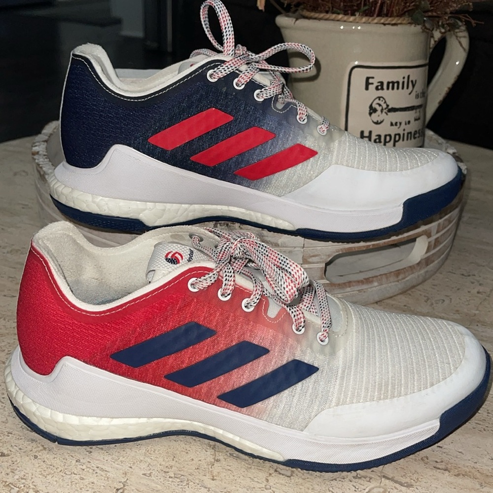 ADIDAS Crazyflight Team Collegiate Red Navy USA Volleyball sneakers Sz 7.5 EUC - Picture 3 of 17